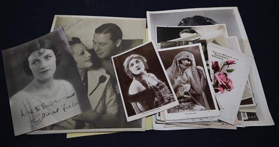 A collection of 1920s matinee star photographs, some signed & autographed including Gracie Fields, Ben Lyon and BB Daniels, Henry Hall